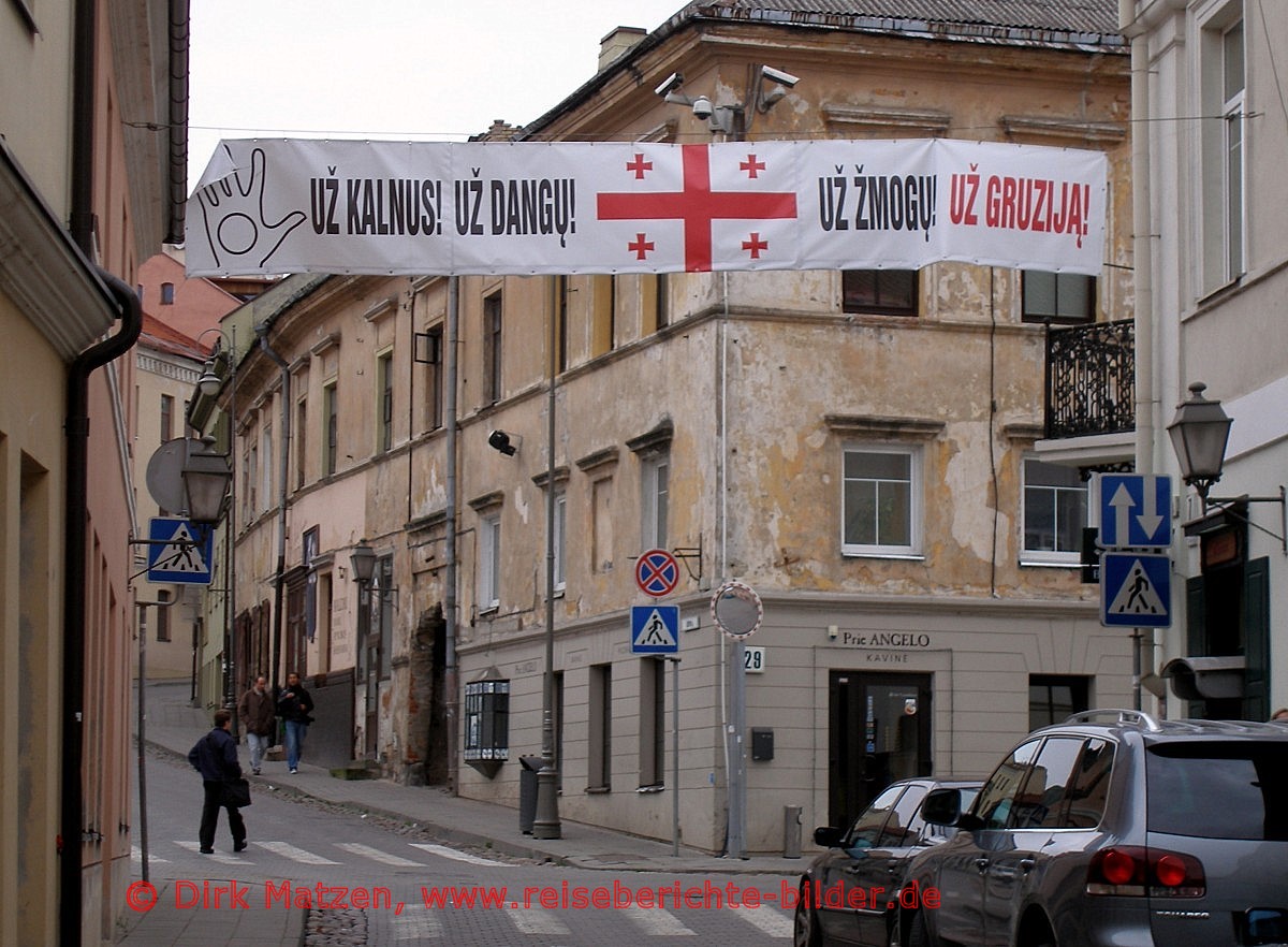 Vilnius (Wilna) - Užupis, Protestplakat Georgienkrieg