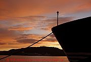 Bod, sonnenuntergang-hinter-schiffsbug