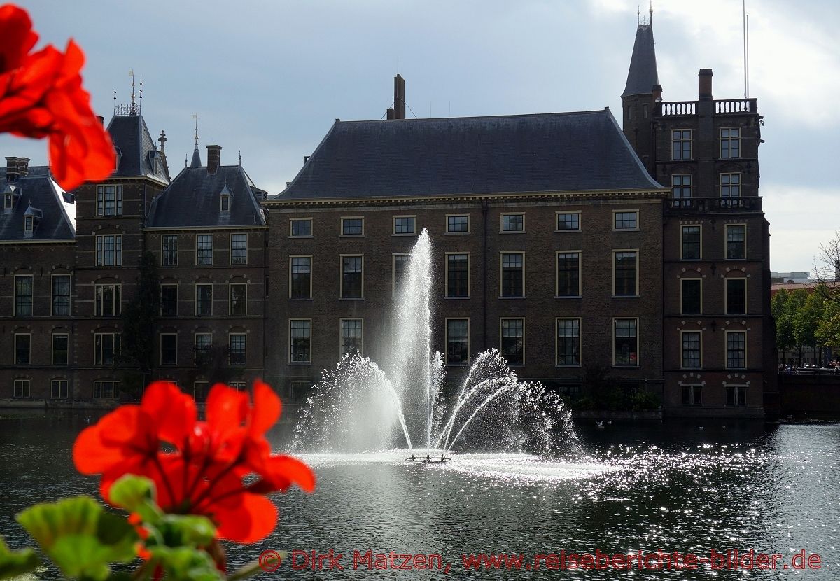 Den Haag, Fontäne im Hofvijver am Binnenhof