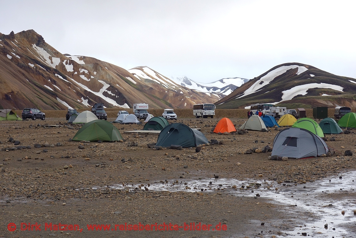 Island, Landmannalaugar, Campingplatz