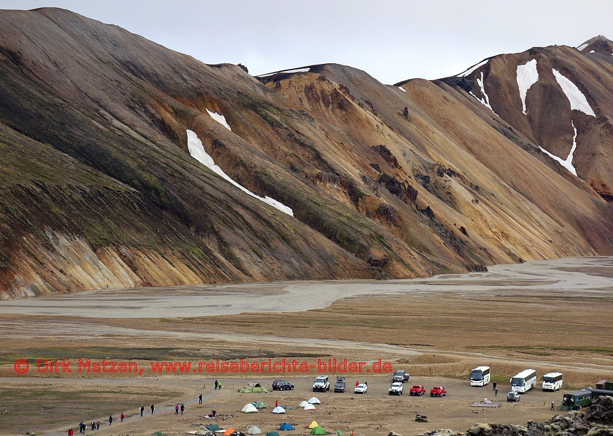 Island, Landmannalaugar, Campingplatz