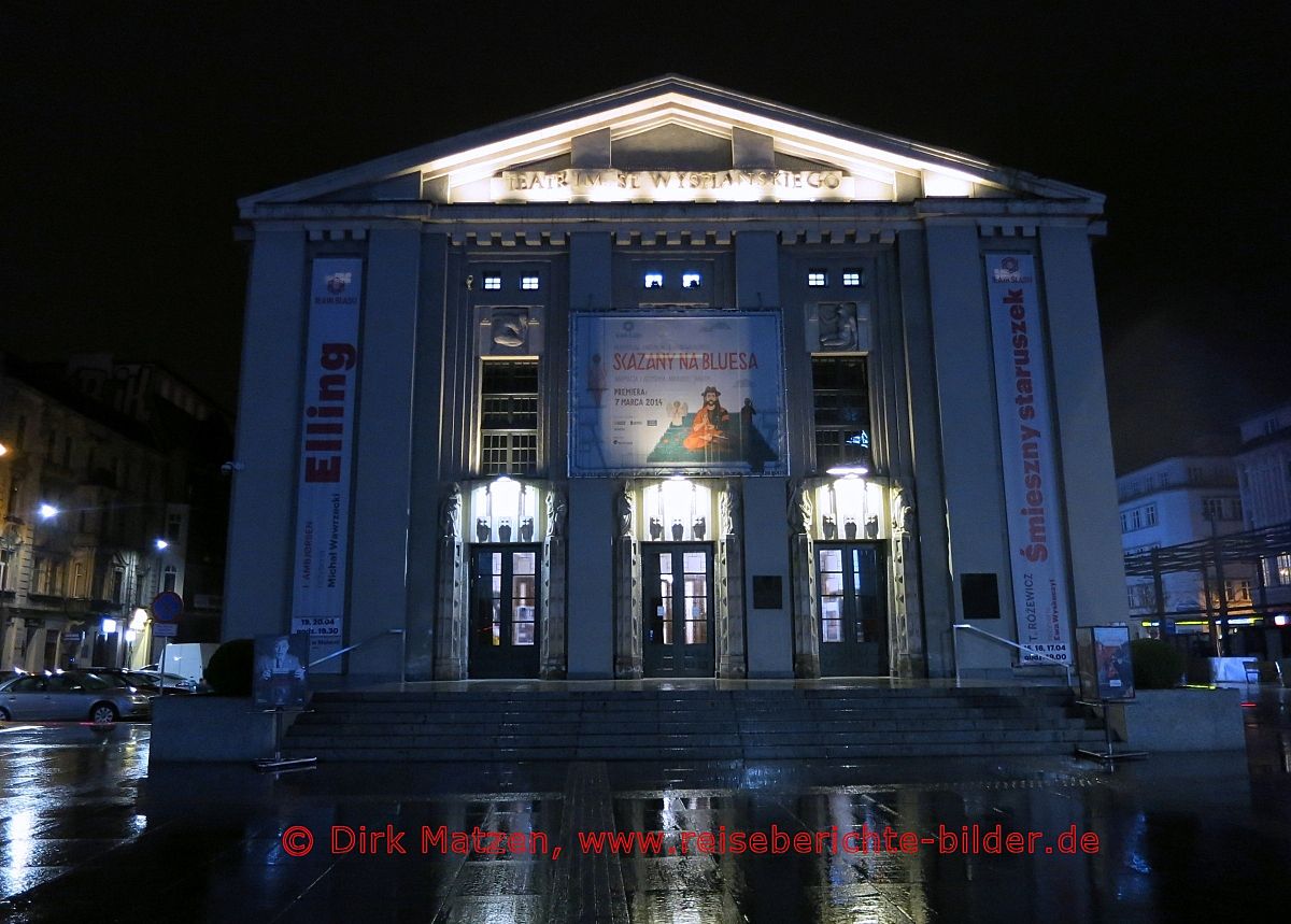 Kattowitz, Schlesisches Theater nachts