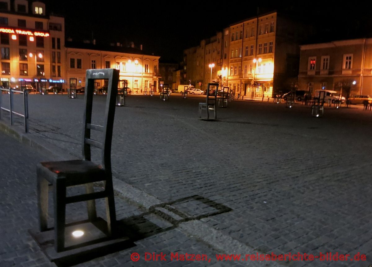 Krakau, Podgrze Platz der Ghetto-Helden nachts