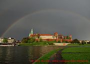 Krakau, regenbogen ueber wawel