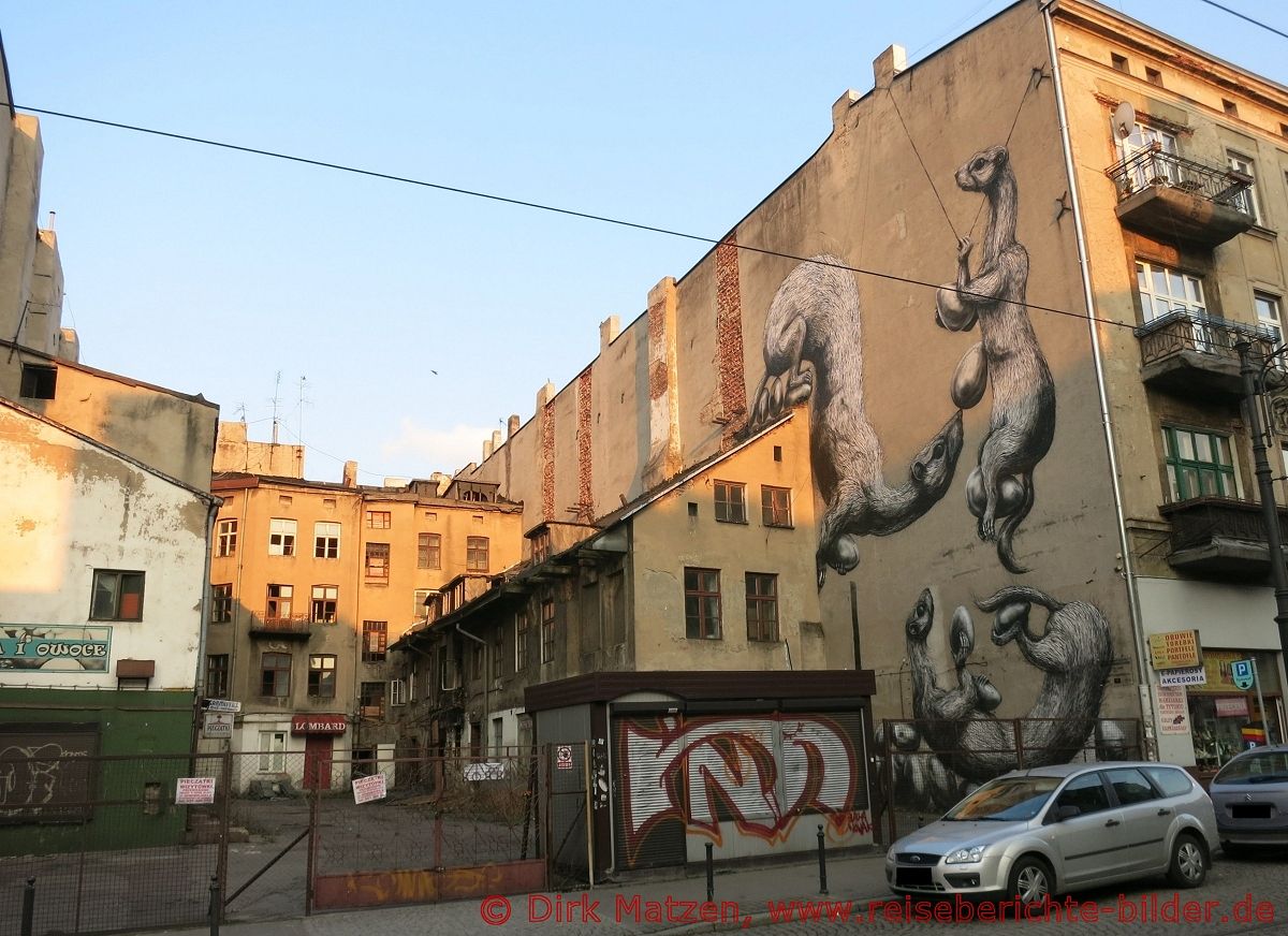 Lodz, Wandbild in der ulica Nowomiejska