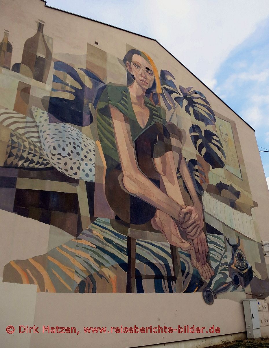 Lodz, Wandbild in der ulica Zachodnia