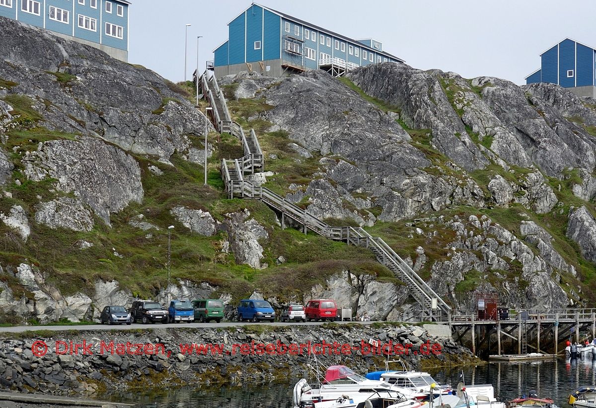 Nuuk, Treppen am Fischereihafen