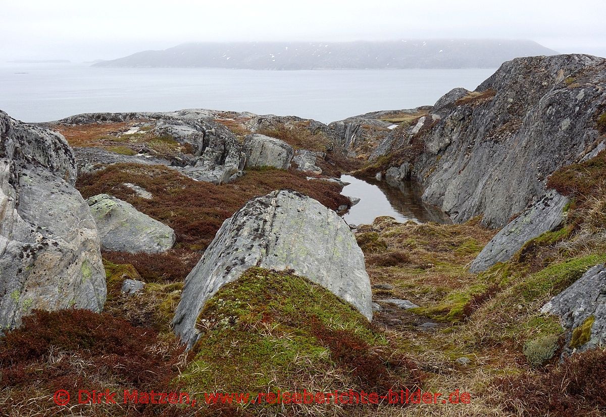 Nuuk, Wanderung auf Felsen und Moos