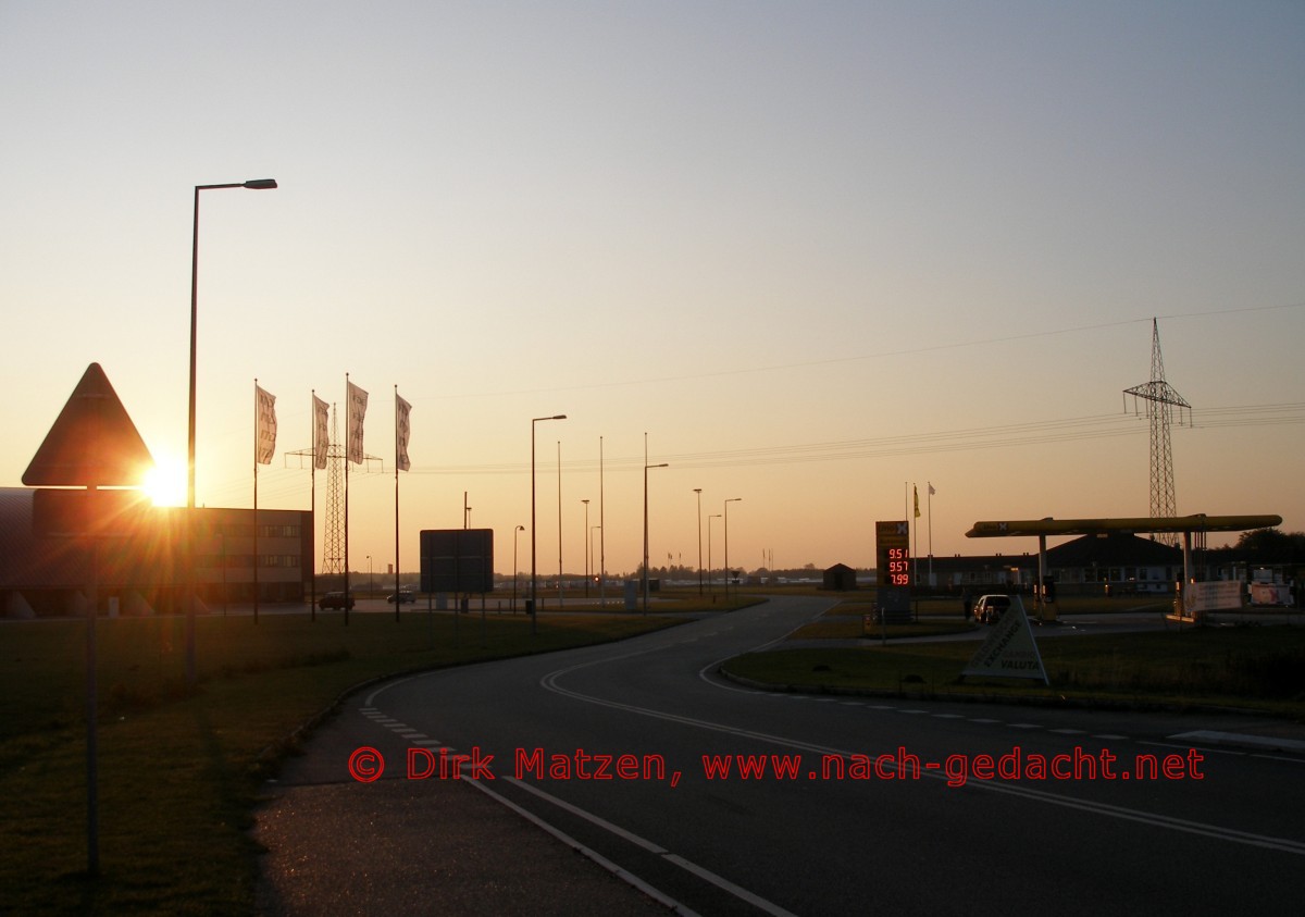 Grenzroute, Sonnenuntergang in Padborg