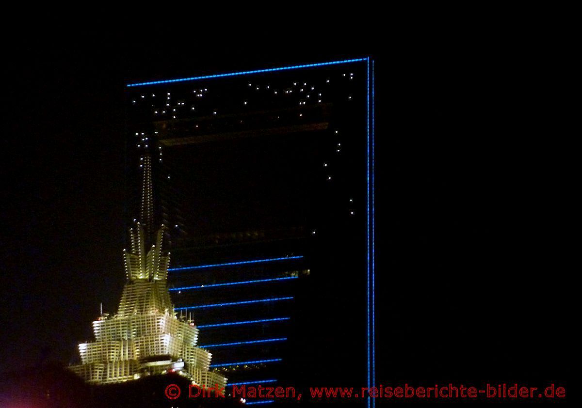 Shanghai, Hochhaus-Spitzen nachts