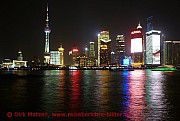 Shanghai, skyline-nachts