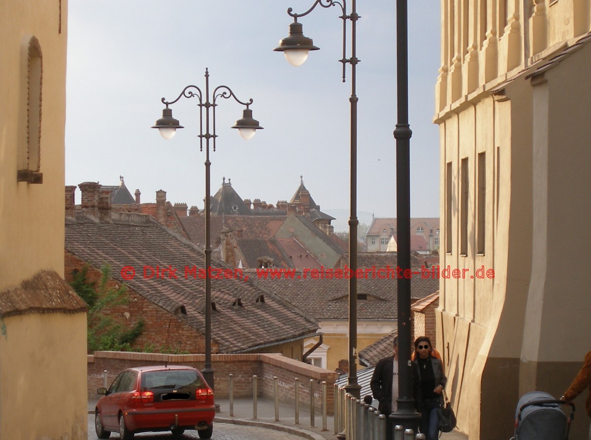 Sibiu, Blick von der Oberstadt zur Unterstadt