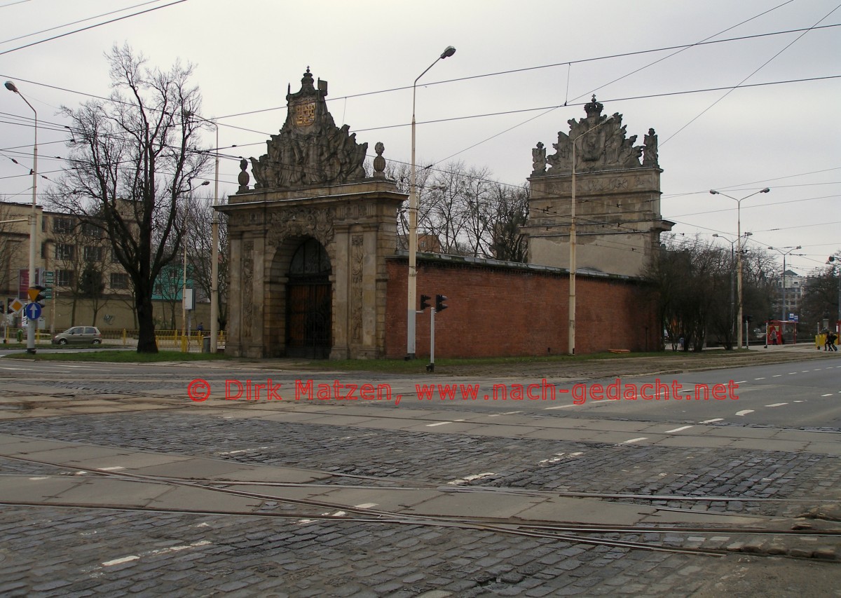 Stettin, Straenkreuzung mit Hafentor